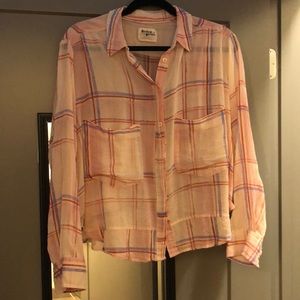 Sheer plaid flannel crop top